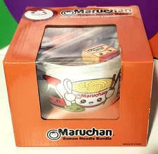 Maruchan Ramen Noodle Bowl Set with Chopsticks -l id & Soup Spoon Gift, 5 In