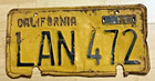 1956 CALIFORNIA Lic Plate #LAN-472 — photo 1