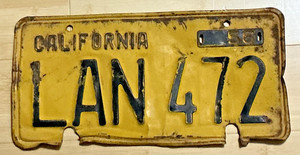 1956 CALIFORNIA Lic Plate #LAN-472