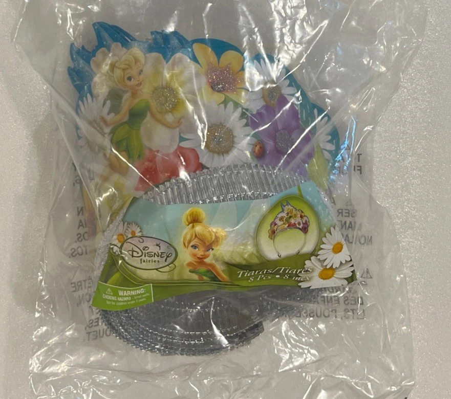 8x Tinkerbell Birthday Party Paper Tiaras Disney Fairies Dress Up Cosplay Sz Kid - Image 2 of 3