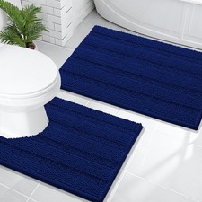 Olanly Thick Bathroom Rugs Sets 2 Piece Soft Absorbent Chenille Striped Bath