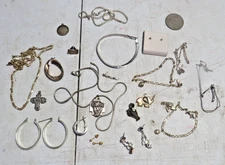 Vintage Estate Drawer Lot earrings necklace Bracelets token Sterling & other