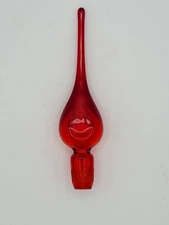 Rainbow Glass Red Flat Flame Decanter Stopper Only EUC 
