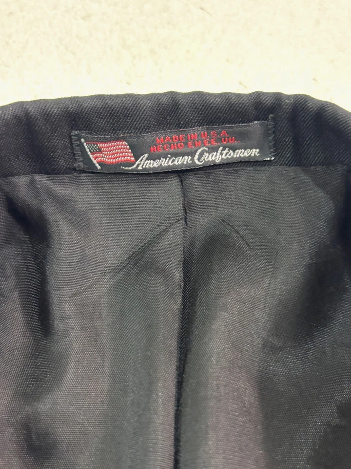 Blazer 42R Negro Doble Pecho Años 90 De Colección Chaqueta Traje Deportivo Abrigo Mezcla Lana EE. UU. Foto 3 de 4