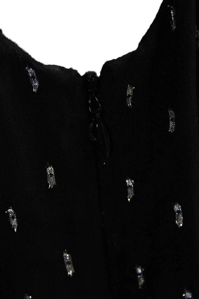 Vestido Joie para mujer con correa de espagueti cuello redondo metálico de seda negro talla mediana Foto 4 de 4