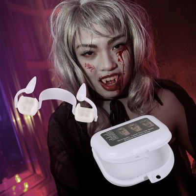 Retractable Vampire Teeth Fangs Halloween Cosplay Makeup Zombie Dentures Teeth