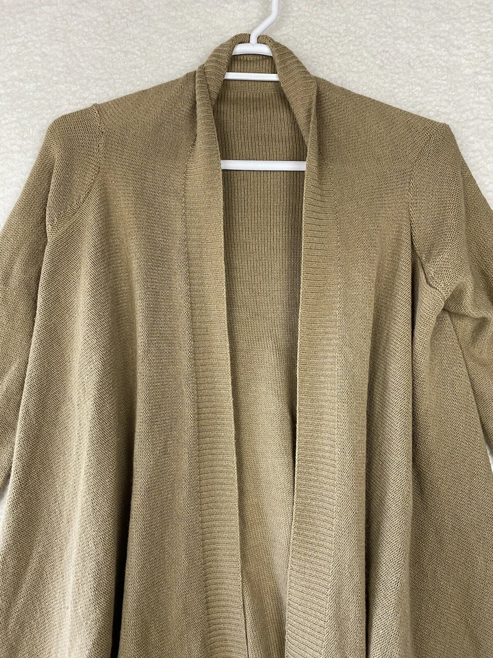 Suéter Spiegel Mujer Grande Mezcla de Lana Beige Frente Abierto Cárdigan Pesado Foto 2 de 4