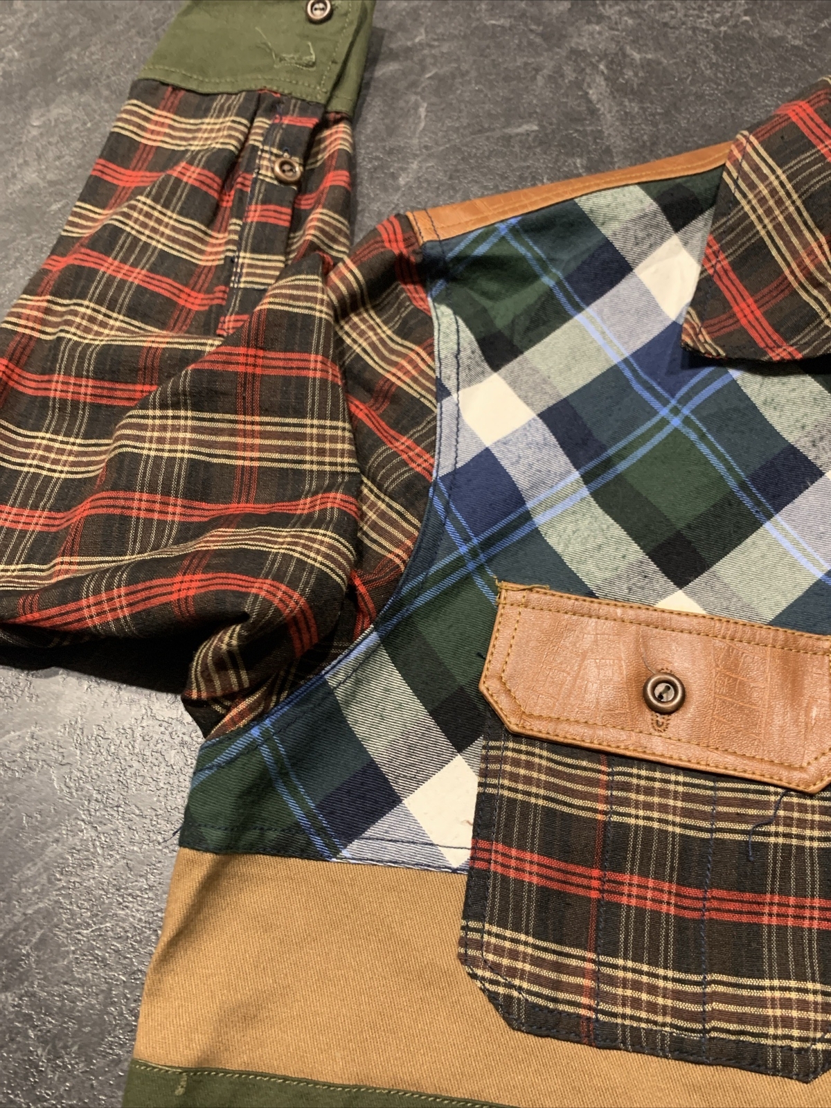 Men’s Preme Plaid Patch Button Down Long Sleeve S… - image 5