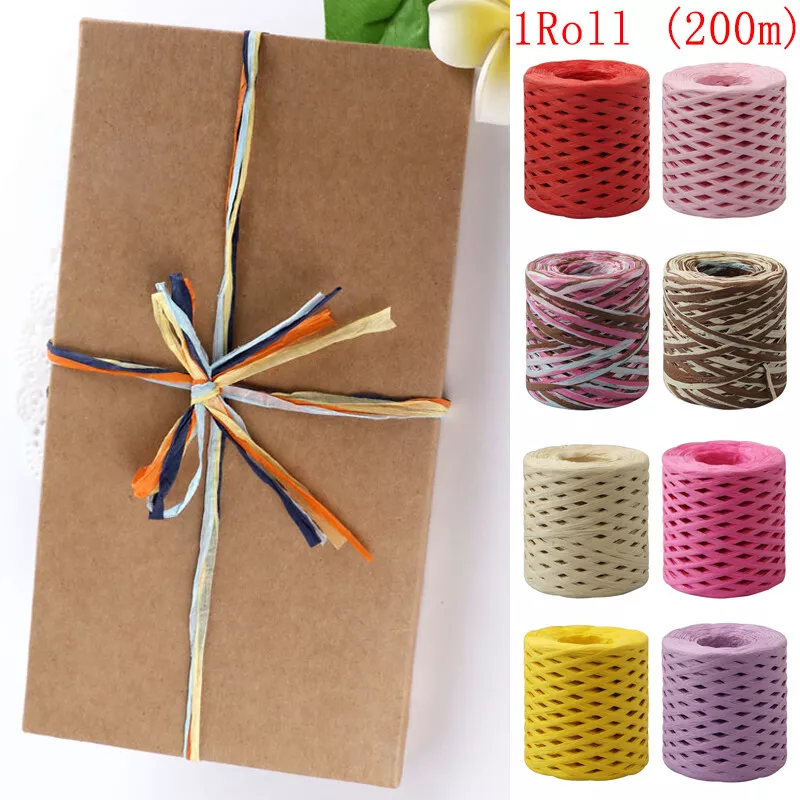 200m/Roll Raffia Ribbon Paper Rope Palm Wrapping Packaging Gift Box Rope  String