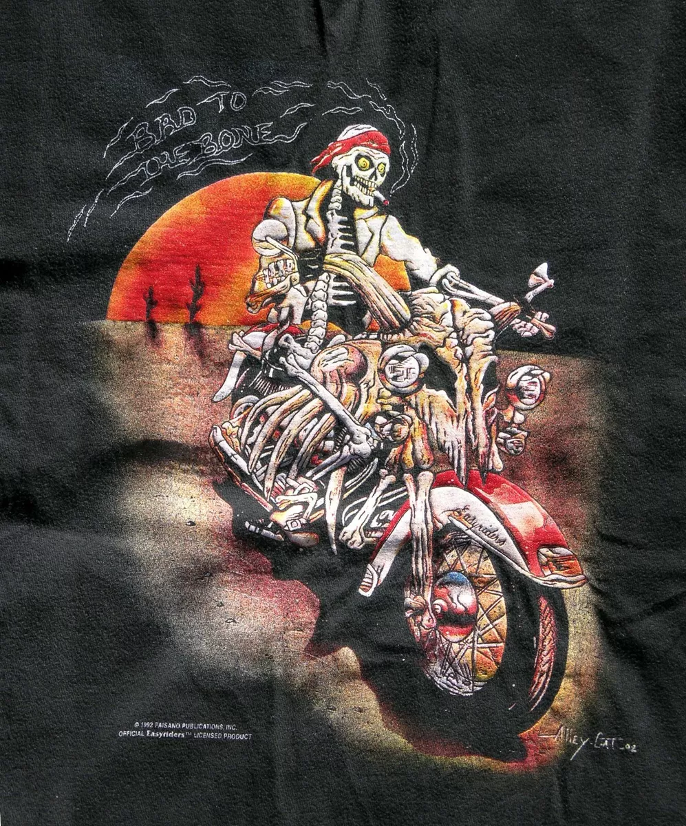 Rare Vtg 1992 Easyriders Skull Bad To The Bone T-Shirt Officially Lic. sz  XL