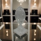 Retro Crystal Egg on pedestal Paperweight Art Deco Object 1950's Mcm Granny