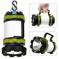 LIVABIT Rechargeable LED Camping Lantern with 6 Modes, 3000mAh Power Bank Lime