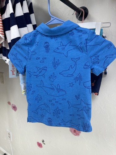 Toddler Boys’ Short Sleeve Jersey Knit Polo Shirt- Cat & Jack Blue-3T - Picture 2 of 3