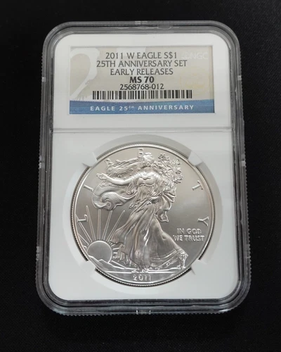 2011 W American Eagle Silver $1 Early Releases by 25th Anniversary - NGC MS 70