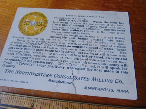 1901 Antique Adv. card- Ceresota Flour- Northwestern Consolidated Milling - Picture 2 of 2