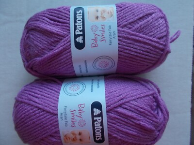 Patons Baby Smiles Fairytale Fab Aran yarn, Orchid, lot of 2 (110 yds each)