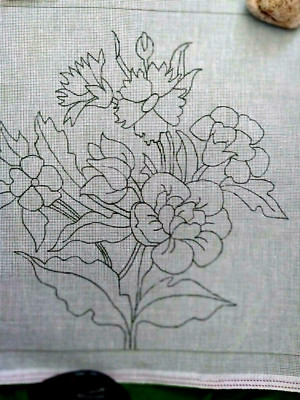 Gobelin Leinwand Blumen geeignet für ein Kissen vorne 17'' x 16'' Verwenden Sie eigene Wolle. 