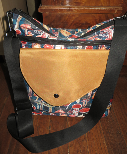 Sipsey Wilder Magic Mushroom Print Crossbody Handbag, Adjustable Strap, Nylon - Picture 6 of 9