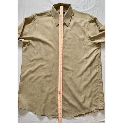 Camisa de vestir REGIS beige para hombre talla 16 aspecto de lino grande manga larga abotonada - Imagen 7 de 11