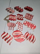 BBTO 36 Pcs Wood Christmas Ornament Candy Canes and Lollipops Hanging Decoration
