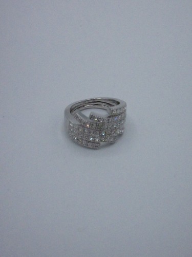 Vintage Signe NV Silver Ring 9 Rhinestone Crystal Shiny Statement Diamonique - Picture 8 of 10