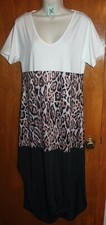 Ladies' Small MAXI DRESS white/black/leopard; short-sleeve perfect