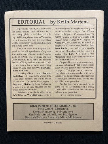 The Canadian Wargamers Journal Afrika East Front Battles World in Flames Unused - Picture 2 of 2