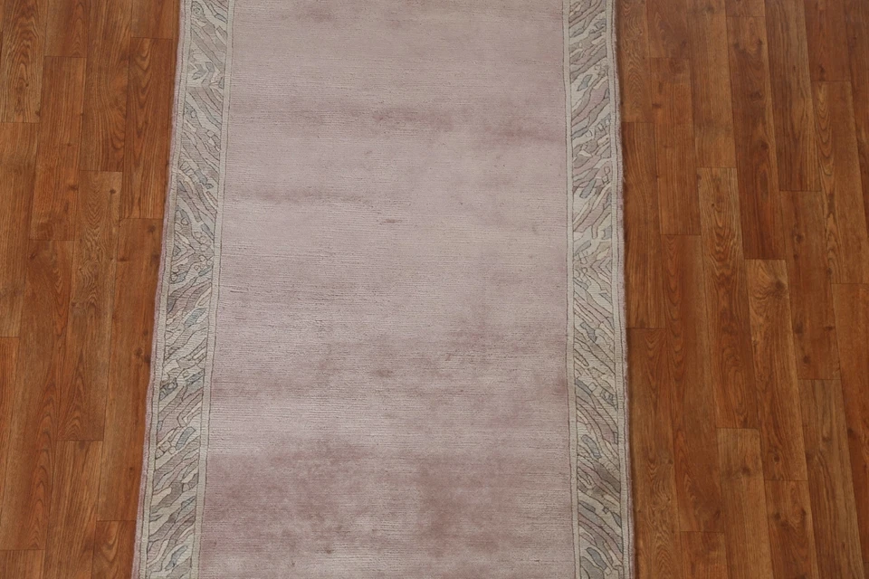 Alfombra pequeña contemporánea nepalí con bordes de 3x5 pies de felpa de lana hecha a mano alfombra de vestíbulo Foto 3 de 4