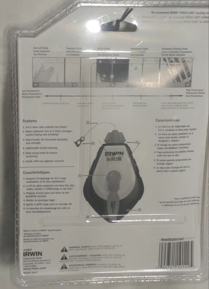 Irwin Strait-Line 100' Chalk Line Reel with RED Chalk. 2 pcs.  #2031320DS  - Image 3 of 4