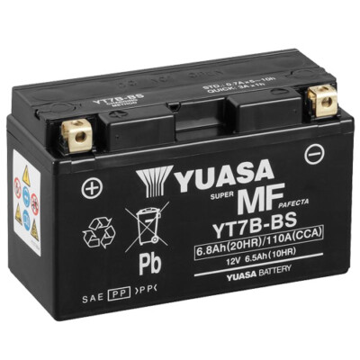 Motorrad Batterie YUASA YT7B-BS (WC) AGM geschlossen, 12V|6,5Ah|CCA:110A (150x65