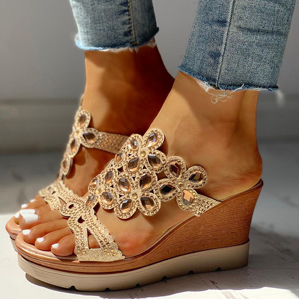 PANTOFOLA D’ORO Sandali donna donna estivi diamante plateau zeppa scarpe spiaggia ciabatte