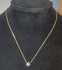 Bloomingdale's Gold Tone Starburst Sterling Silver Diamond Necklace