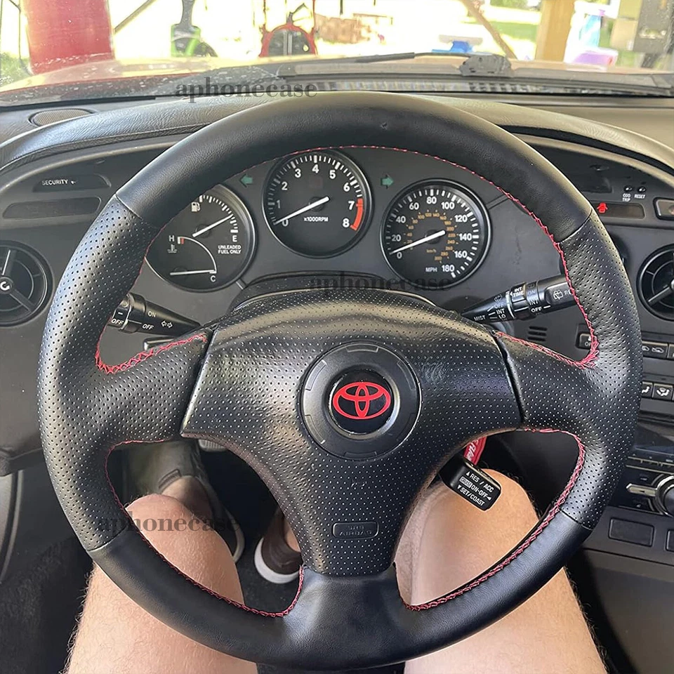 Hand-Sewing Steering Wheel Wrap Cover Leather Interior Wrap For Toyota RAV4 Foto 4 de 4