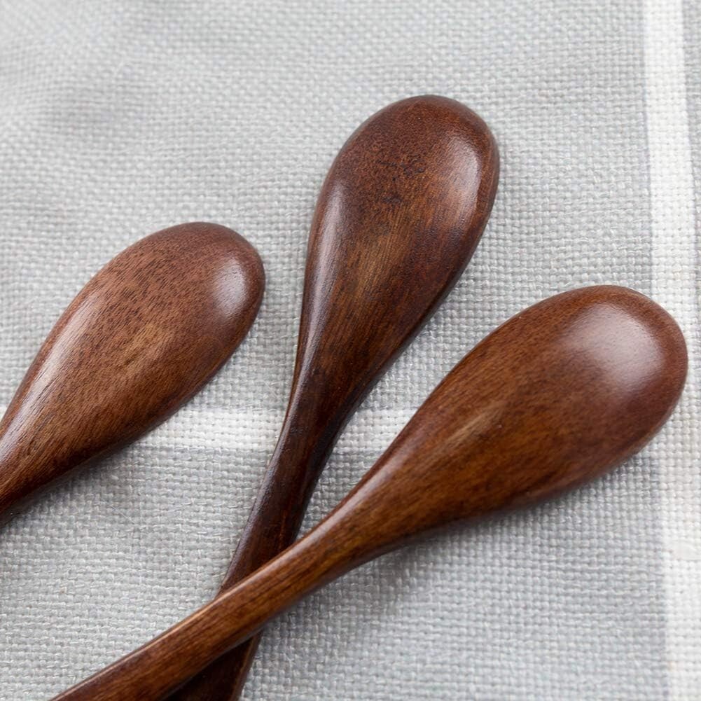 HANSGO Small Wooden Spoons, 6PCS Small Soup Spoons Serving Spoons
