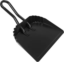 Heavy Duty Black Metal Dust Pan -Handheld Dustpan with Handle, Stainless Steel L