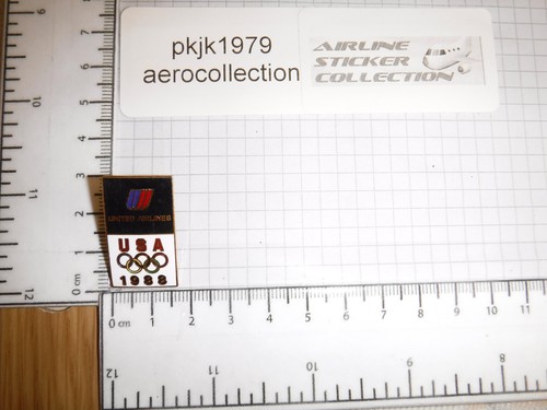 ~ UNITED AIRLINES ~ 1988 OLYMPICS USA OFFICIAL CARD & TIE/LAPEL PIN ~VERY RARE!~ - Picture 7 of 12