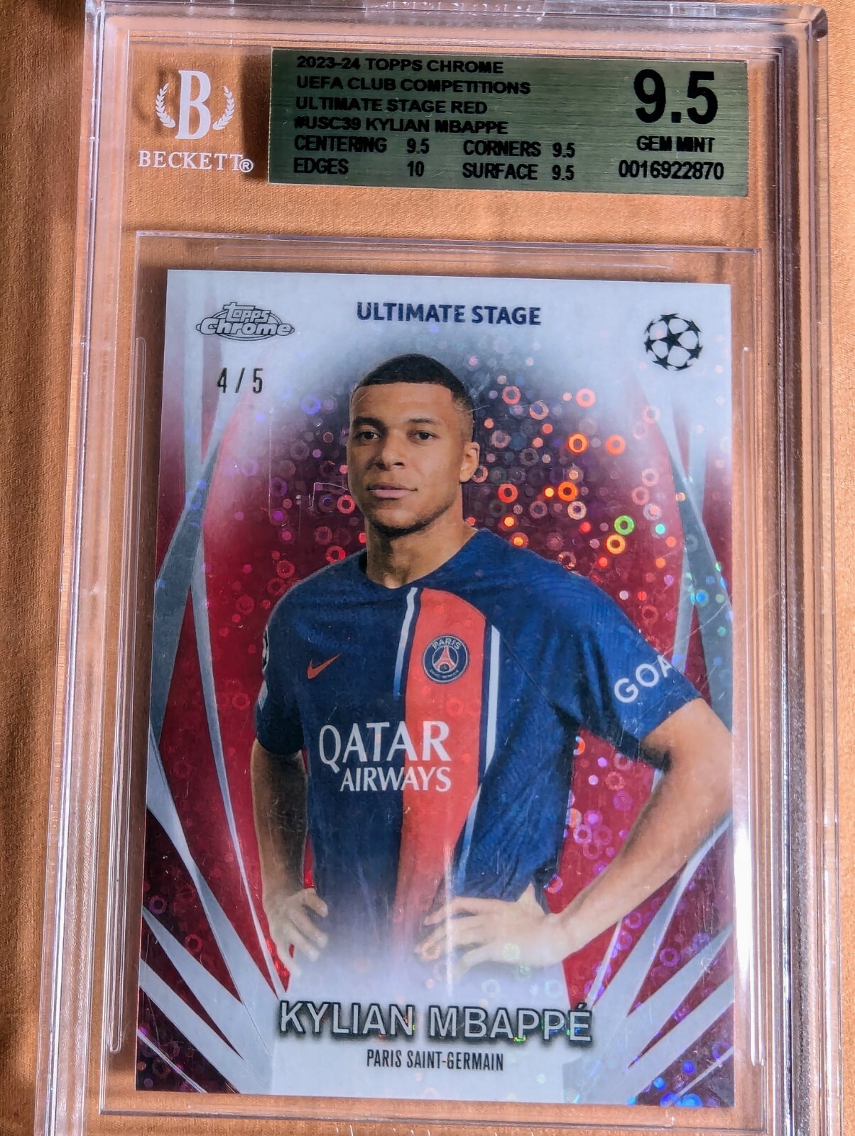 2023-24 Topps Chrome Club Competitions Ultimate Stage Red Kylian Mbappe USC39 GM