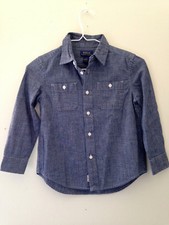 NWT POLO Ralph Lauren Boys' Long Sleeve Blue Cotton Button Up Dress Shirt 5 45