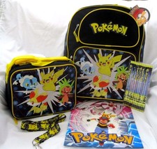 Mochila Pokemon Pikachu 16", lonchera, lápices Pokémon, cordón Pokémon y carpeta2