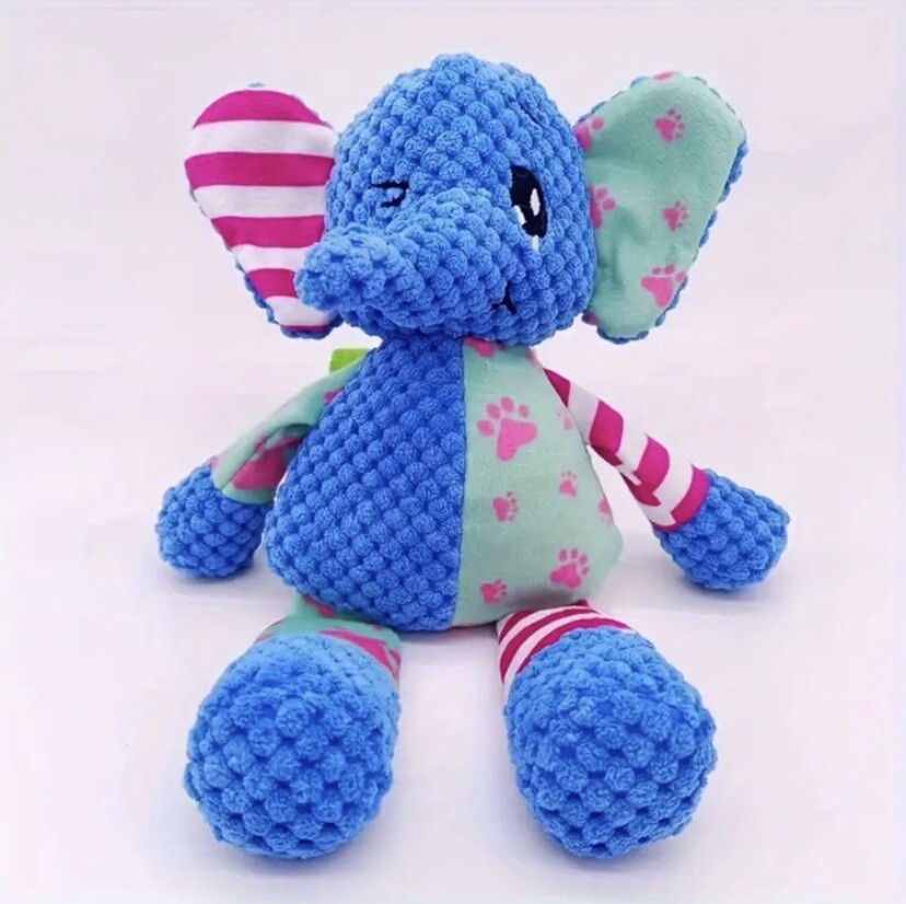 Durable Plush Elephant Dog Toy with Squeaker - Interactive P