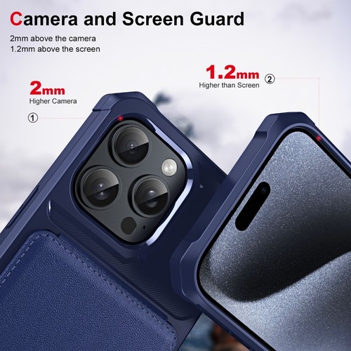 Protective Vertical Cards Solt Wallet Fold Cover for iPhone 16 Pro Max Plus - Picture 7 of 15