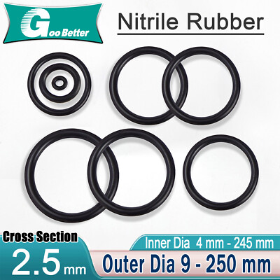 2.5mm Cord Thickness O-Rings NBR Nitrile Rubber 4mm -245mm ID Oil Resistant Seal