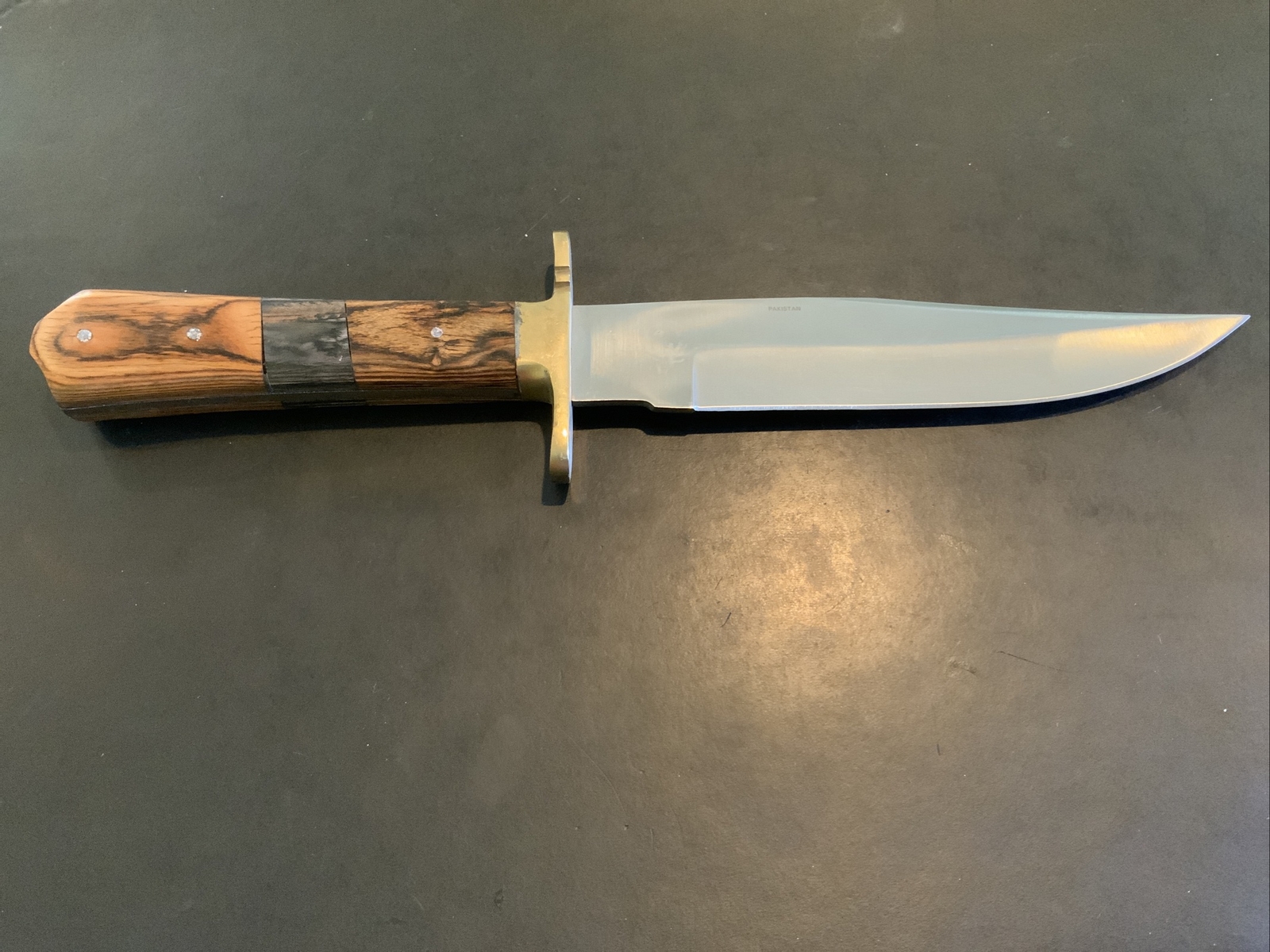 Chipaway Cutlery Fixed 7” Blade Knife Brass Wood Inlay Very Clean