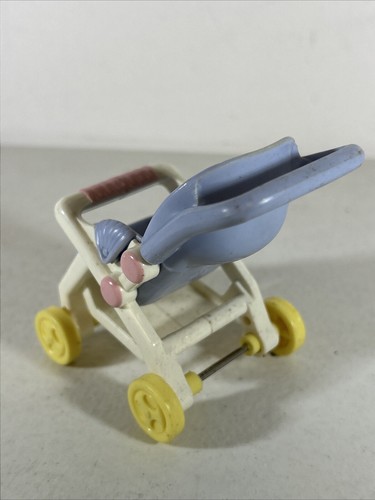 FIsher Price Stroller Loving Family Dollhouse Buggy Lavender Baby Pram Vintage - Picture 3 of 8