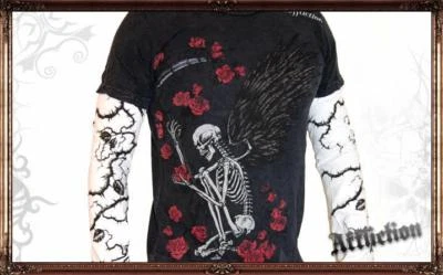 NWT AFFLICTION Winged Reaper Double Sleeve 2FER Shirt