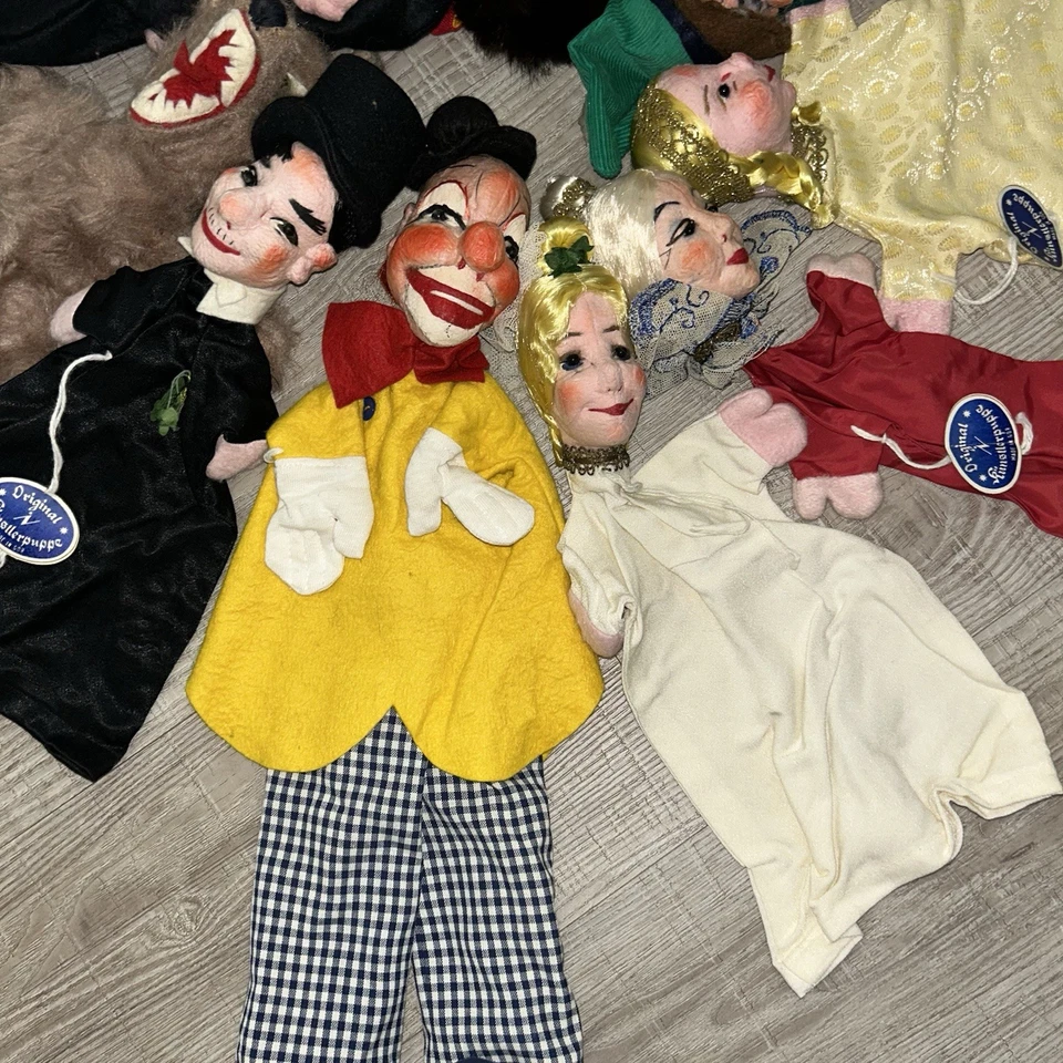 Lote de 10 marionetas de mano de juguete vintage de la RDA alemana Dresdner Kunstlermuppe años 60 raras Foto 4 de 4