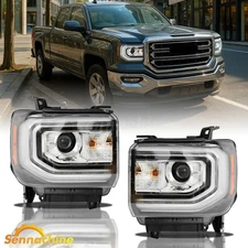 For 2016-2018 GMC Sierra 1500 HID LED DRL Projector Headlights Headlamps RH+LH