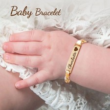 Personalized Baby ID Bracelet Custom Name Engraved Gold Filled Gift for Boy Girl