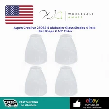 Aspen Creative 23062-4 Alabaster Glass Shades 4 Pack - Bell Shape 2-1/8" Fitter