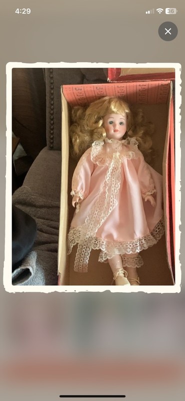 Blonde Curly Hair Light Complexion Girl Doll in Pink Lace Dress, Doll Included